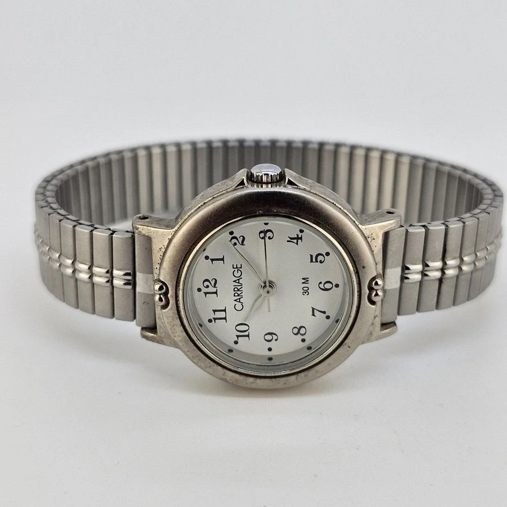 Carriage Timex Women's Watch 25MM White Dial Gray Expansion Band‎ 6